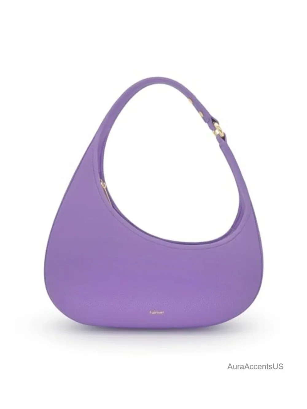 Small Vegan Leather Crescent Shoulder Bag with Zipper for Everyday Going Out
